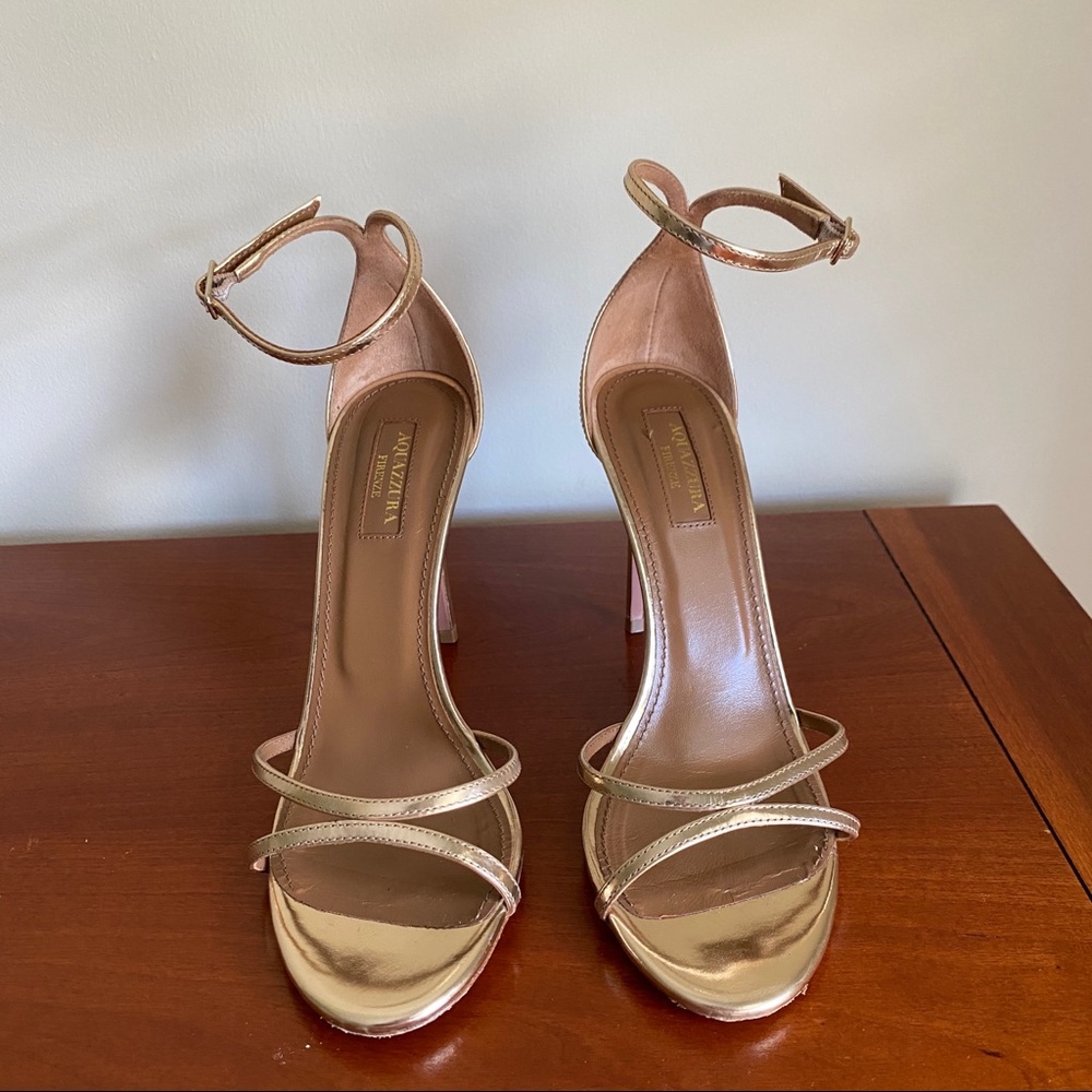 Aquazzura Metallic Leather Ankle Strap Sandals